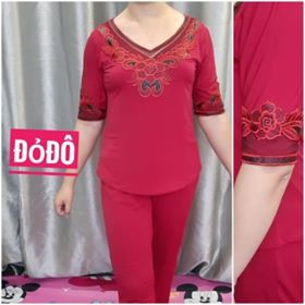 đồ bộ trung niên thun ladong tay lỡ quần dài phối ren | BigBuy360 - bigbuy360.vn