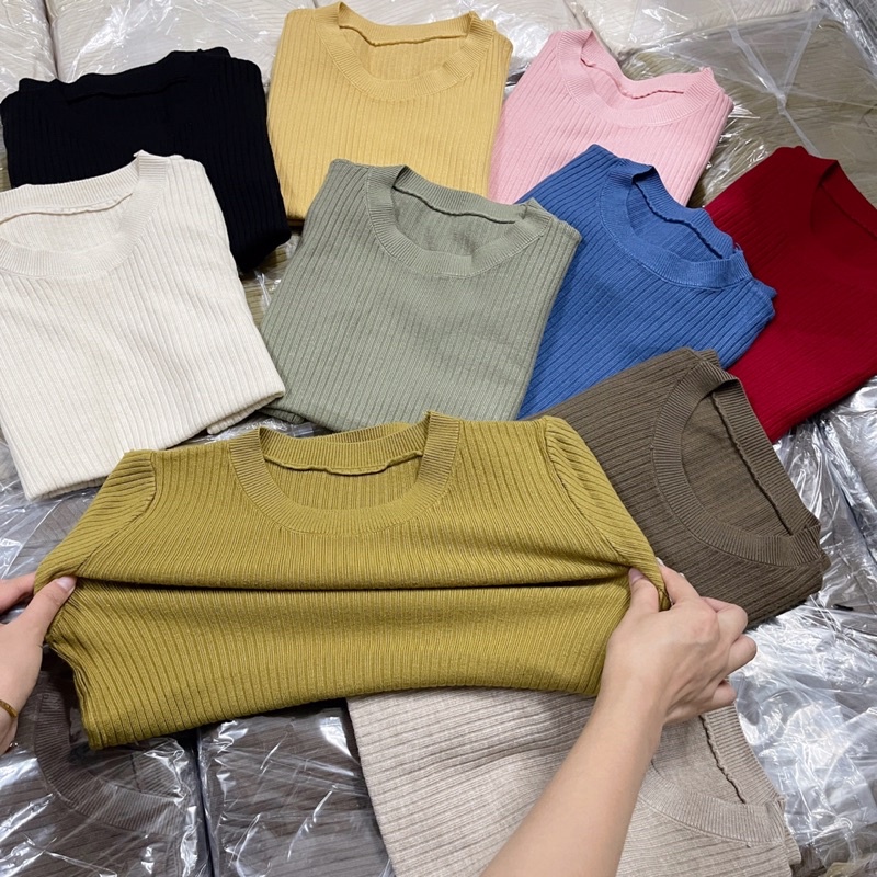 3029# Áo Len Cổ Tròn Cộc Tay