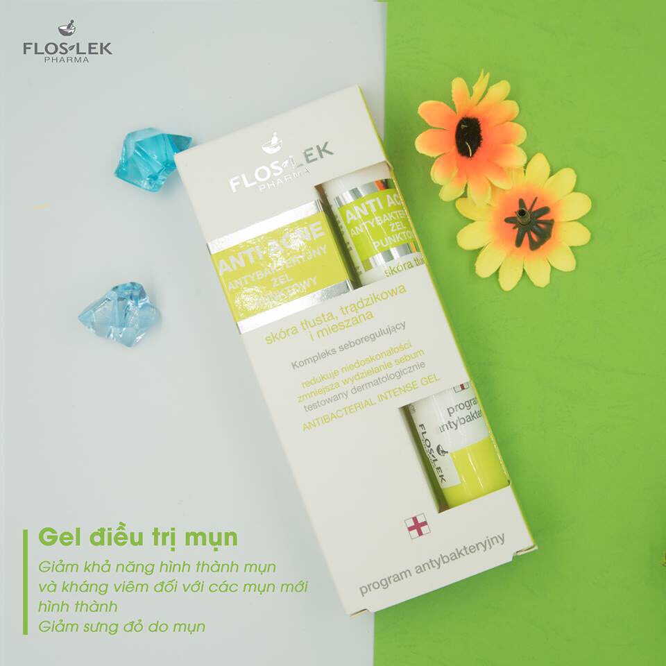 GEL HỖ TRỢ GIẢM MỤN VÀ VI KHUẨN FLOSLEK ANTI ACNE BACTERIAL INTENSE GEL 20ML