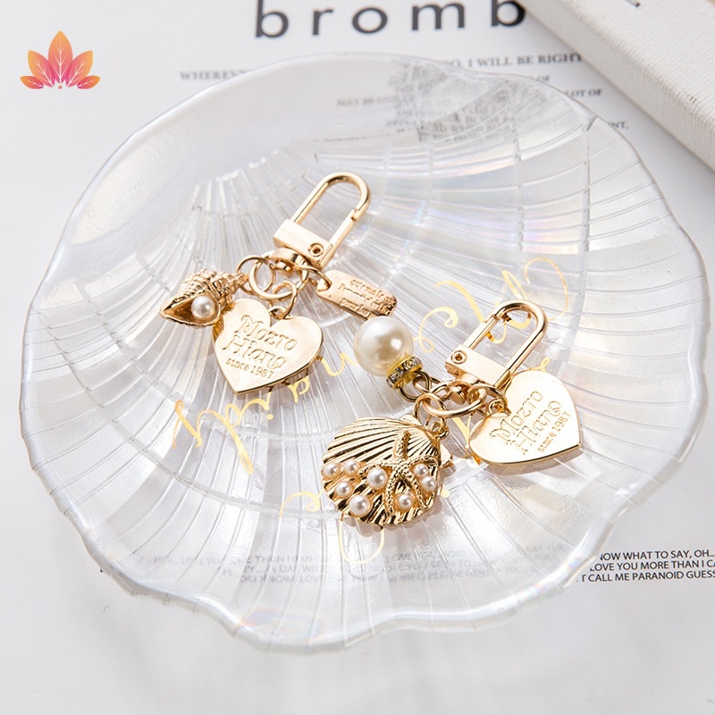 Móc Khóa Hình Vỏ Sò Dễ Thương Đính Ngọc Trai Đáng Yêu JP5