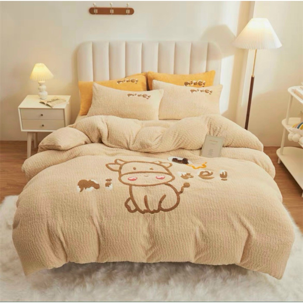 Set 4 món ga gối nỉ bông tuyết, ga gối nỉ dày dặn đủ kich thước từ 1m2 đến 2m2 hàng nhập loại 1
