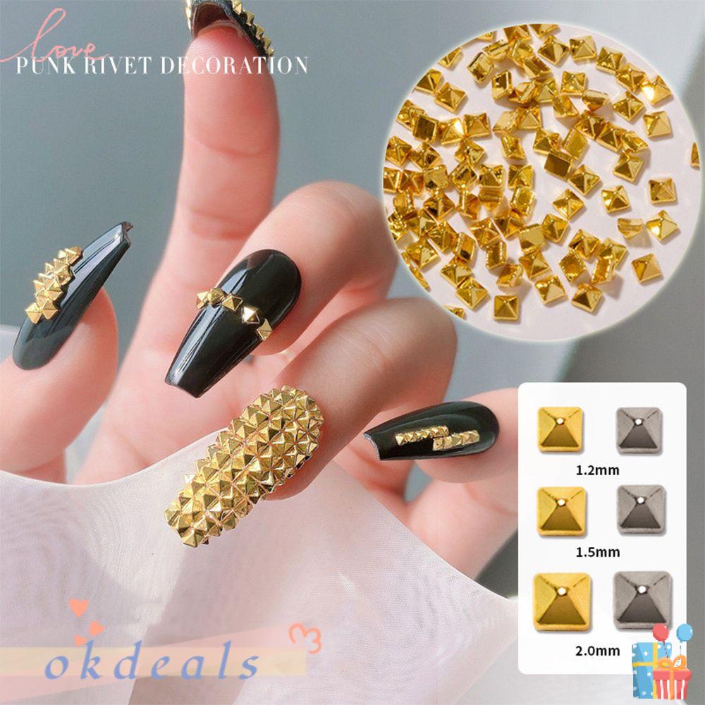 ღOKDEALSღ 200Pcs/Bag Nail Art Nail Art Metal Nail Decor Punk Solid Spire Rivet 3D Jewelry Accessories DIY Manicure