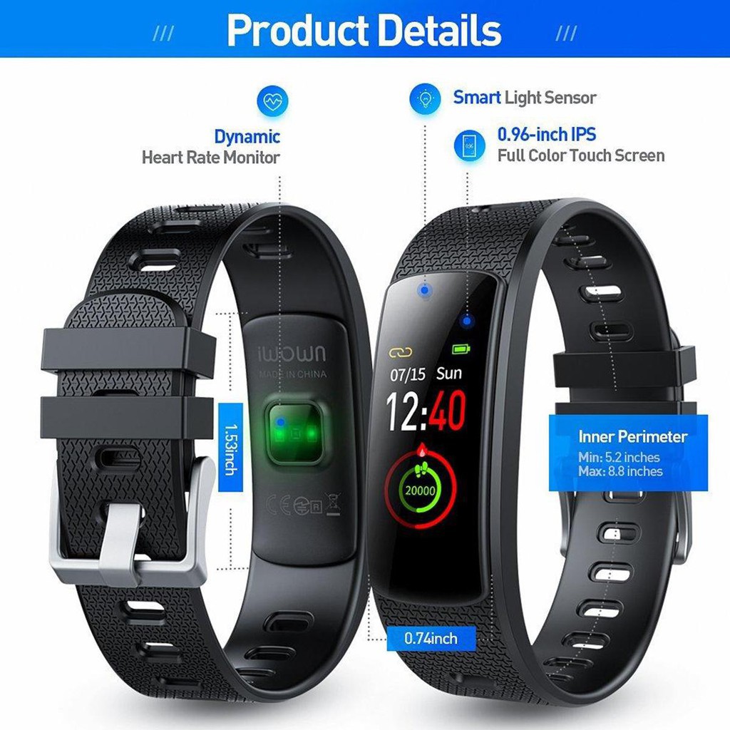 đồng hồ thông minh,Vòng đeo tay thông minh theo dõi sức khỏe IWOWN I6 HRC