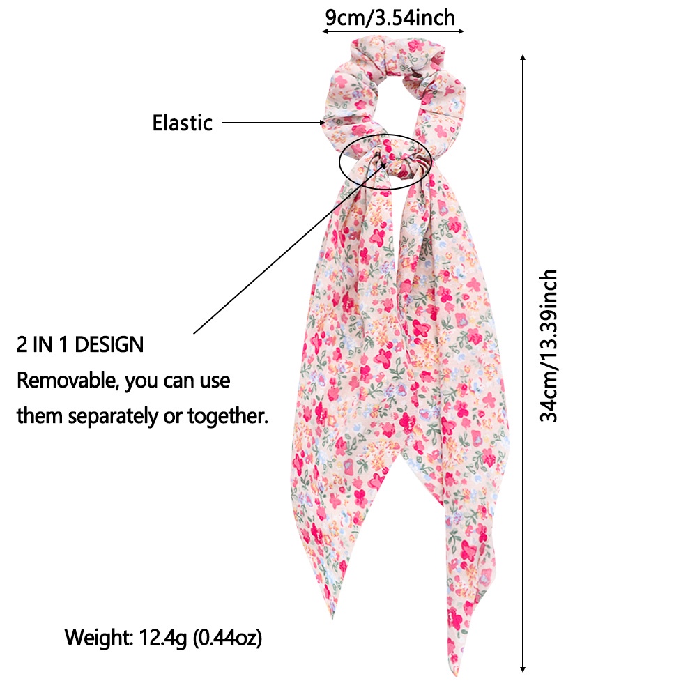 Dây cột tóc phối ruy băng thắt nơ dài in họa tiết hoa phong cách du mục thời trang cho nữ