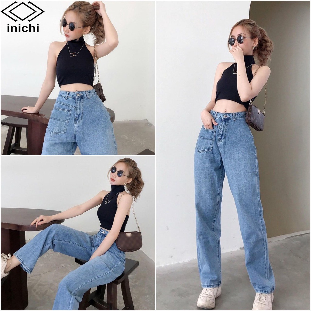 Quần jean nữ INICHI Q872 ống rộng 1 túi vải jean cao cấp chất đẹp | BigBuy360 - bigbuy360.vn