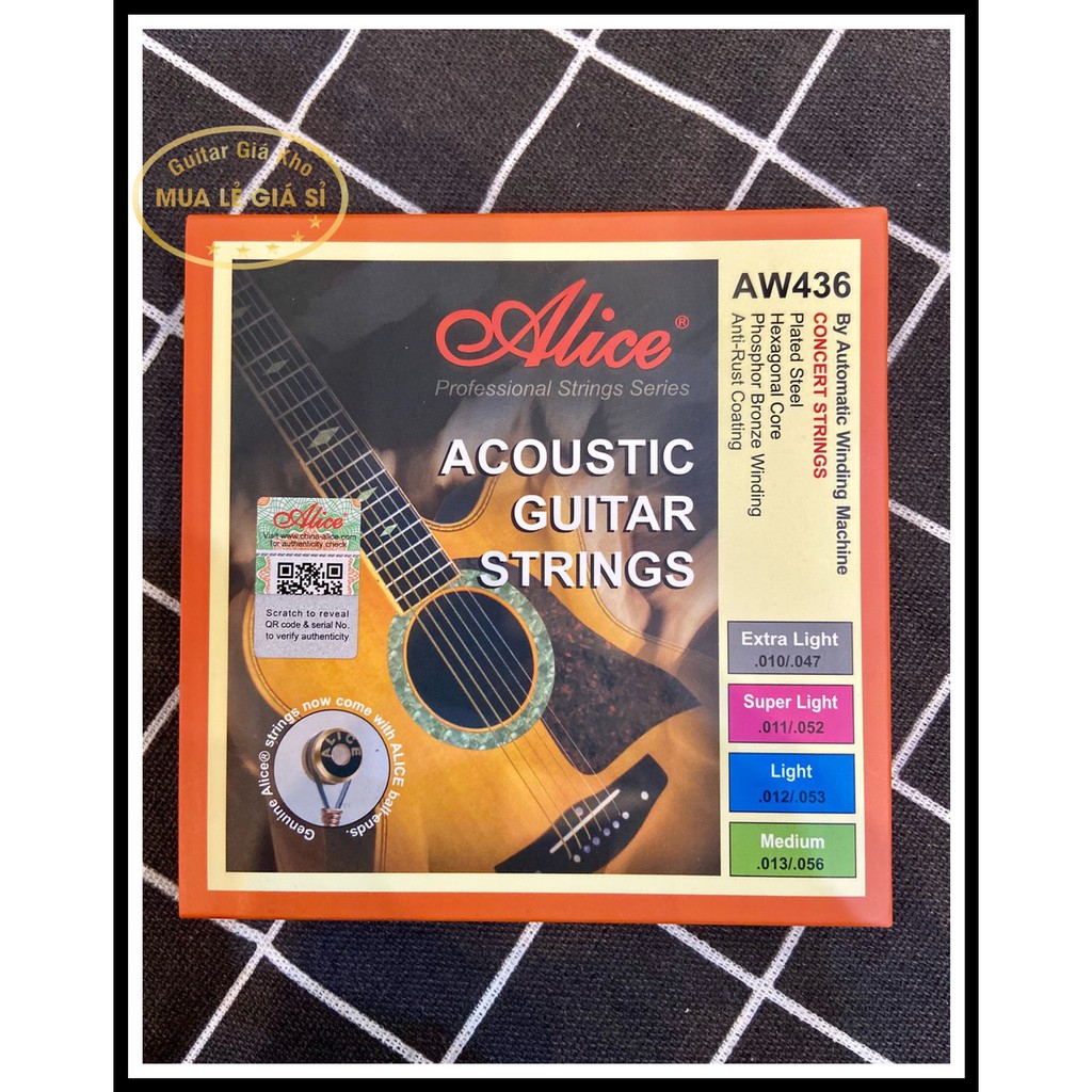 Bộ 6 Dây đàn guitar Acoustic Alice AW436 (Chính Hãng)