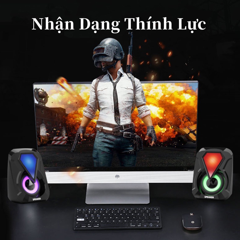 Loa Để Bàn Mini Nhỏ Loa máy tính để bàn mini laptop LED LO46 mini bass mạnh loa vi tính,