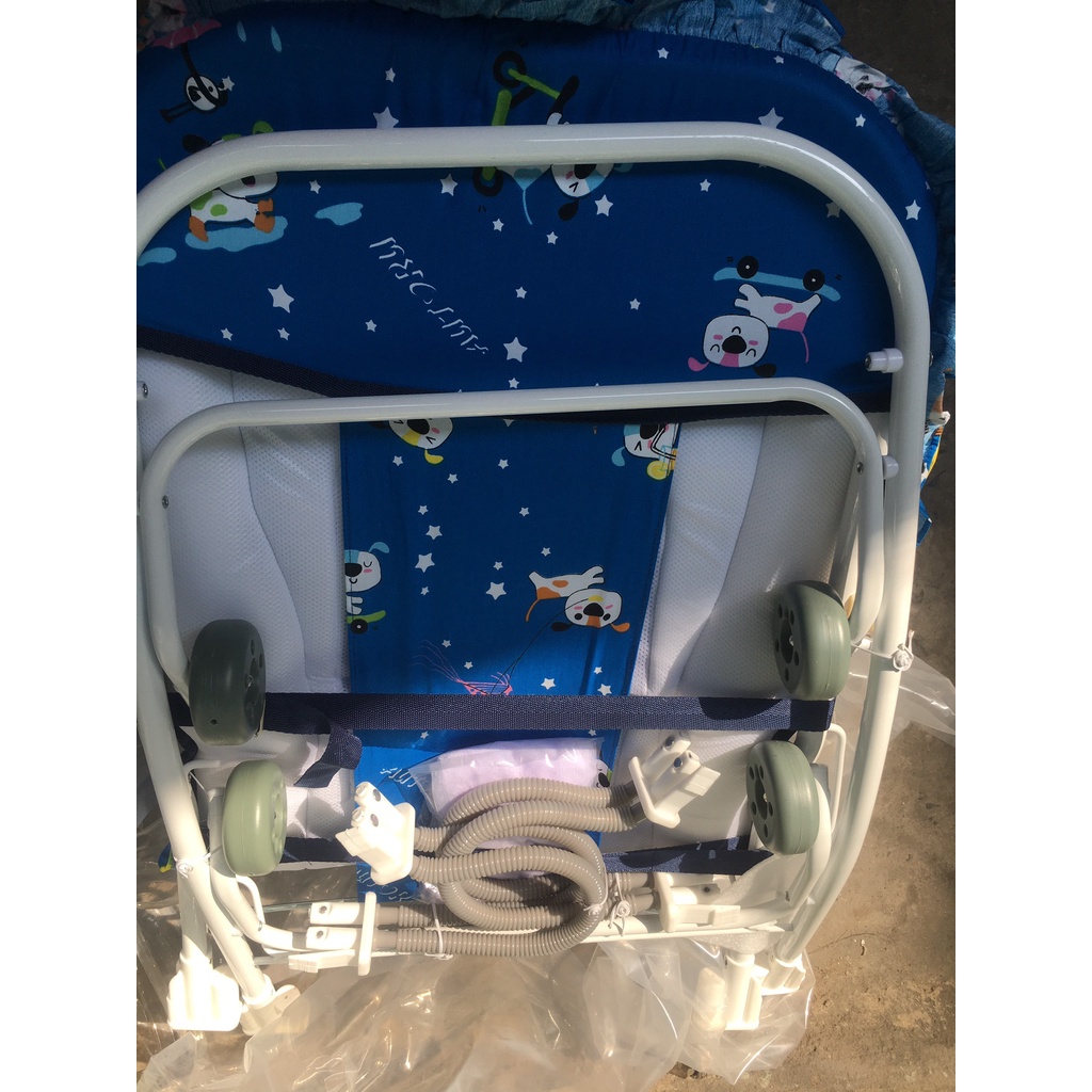 Ghế nhún, ghế run, xe nằm ăn bột, xe ngủ trưa AUTORU 4 NHÚN cho bé Size 88 x 50 x 58 cm có kèm mùng ch