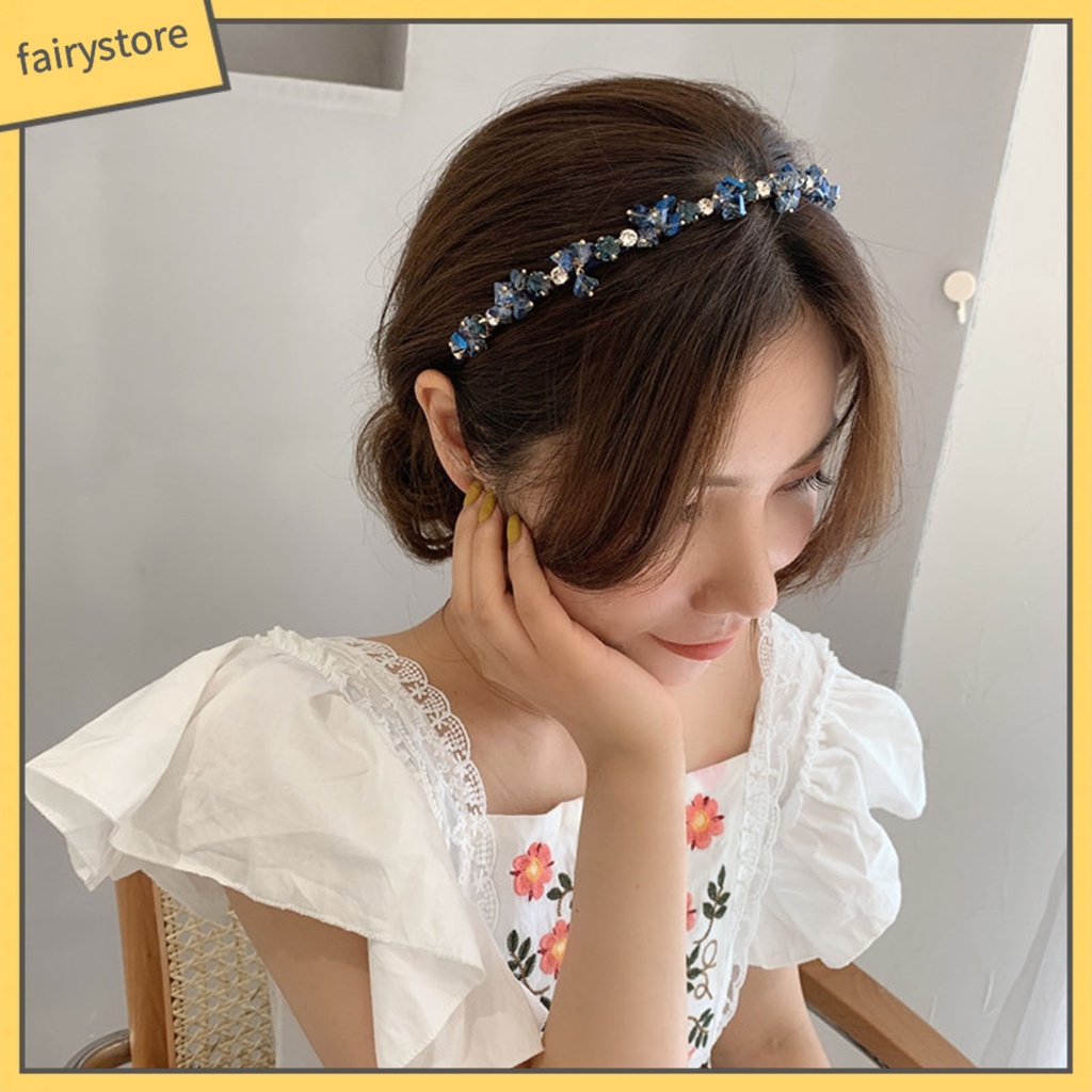 Băng Đô Cài Tóc Đính Pha Lê Giả Lấp Lánh Nhiều Màu Sắc Chống Trượt Có Thể Tái Sử Dụng