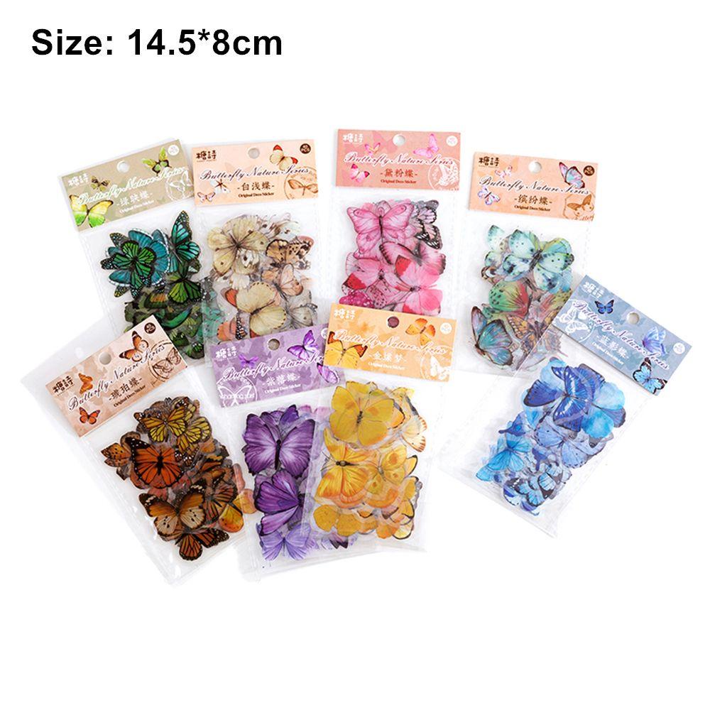 Bộ 40 Miếng Dán Hình Bướm Màu Trong Suốt Phong Cách Vintage Trang Trí Sổ Tay Nhật Ký