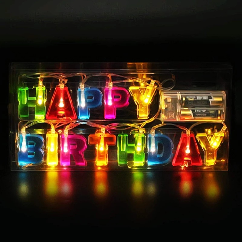 Dây Đèn LED 1.3M Hình Chữ Happy Birthday Dùng Trang Trí Tiệc