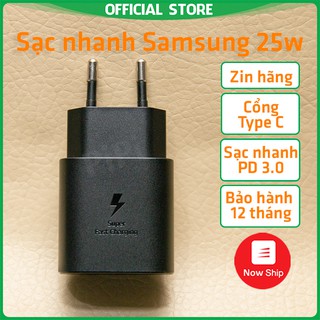 Củ sạc Samsung siêu nhanh 25w zin theo máy Note 10 20 S21 plus ultra type C PD chính hãng