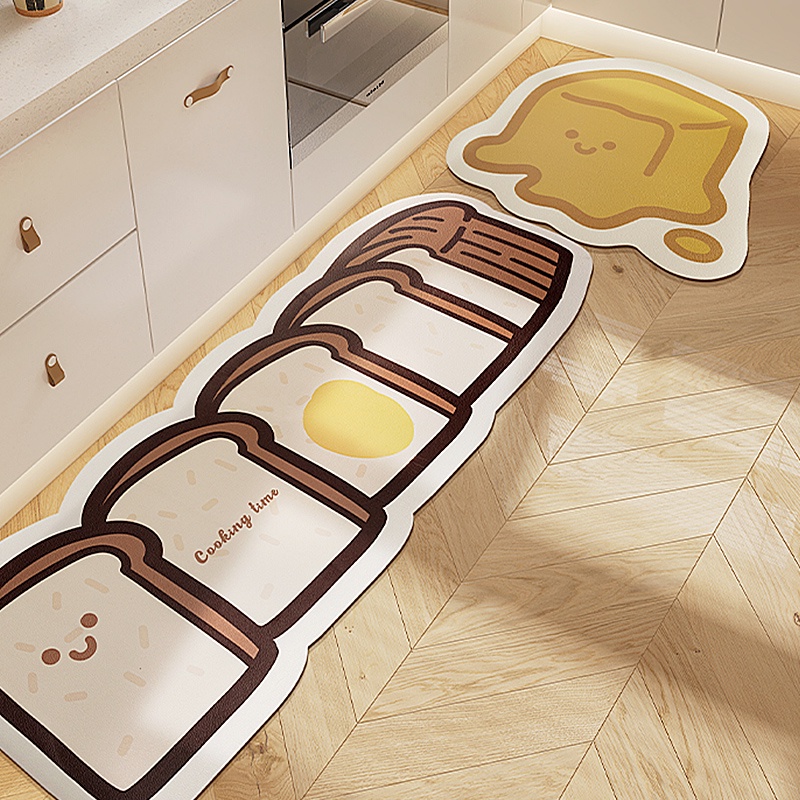 Thảm Chùi Chân Chống Trượt Thấm Hút Nước In Họa Tiết Hoạt Hình Dễ Thương Trang Trí Nhà Bếp / Phòng Tắm