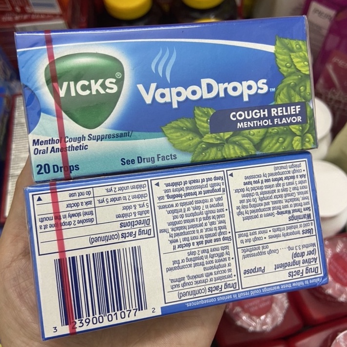 Kẹo ngậm giảm ho,đau họng Vicks Vapodrops hộp 20 viên