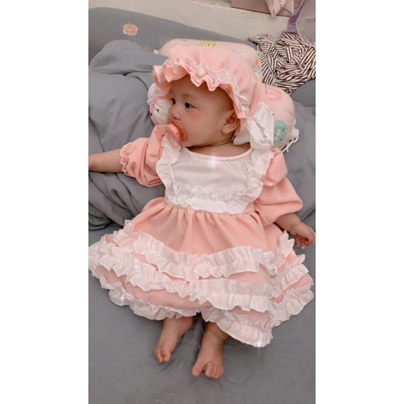 Đầm đẹp cho bé gái❤️ FREESHIP ❤️ Đầm thôi nôi ❤️Quà đầy tháng (kèm chip,mũ nơ)size ss - 16kg