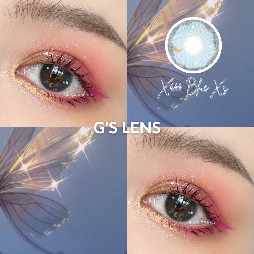 Lens Mắt Kính Áp Tròng Xanh Không Giãn Size Xs 14mm Có 0 Đến 6 Độ Cận X644 Blue G'S LENS