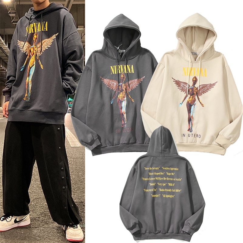 Áo Hoodie Dáng Rộng In Hình Nirvana Nirvana Cá Tính Phong Cách Hip Hop Dành Cho Nam Nữ