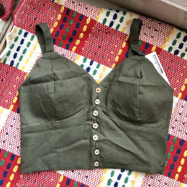 Áo dây linen nút giữa Haute Monde VNXK