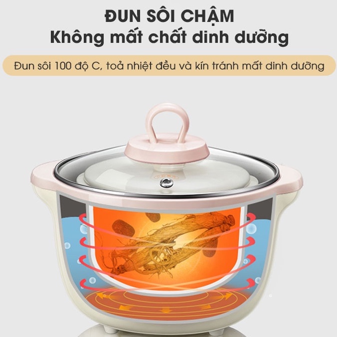 Nồi nấu cháo chậm Bear cho bé 0.8l - 1.6l 2 tầng, nồi hầm cháo cách thủy chưng yến nấu bột ăn dặm - Bản quốc tế - HAPOS