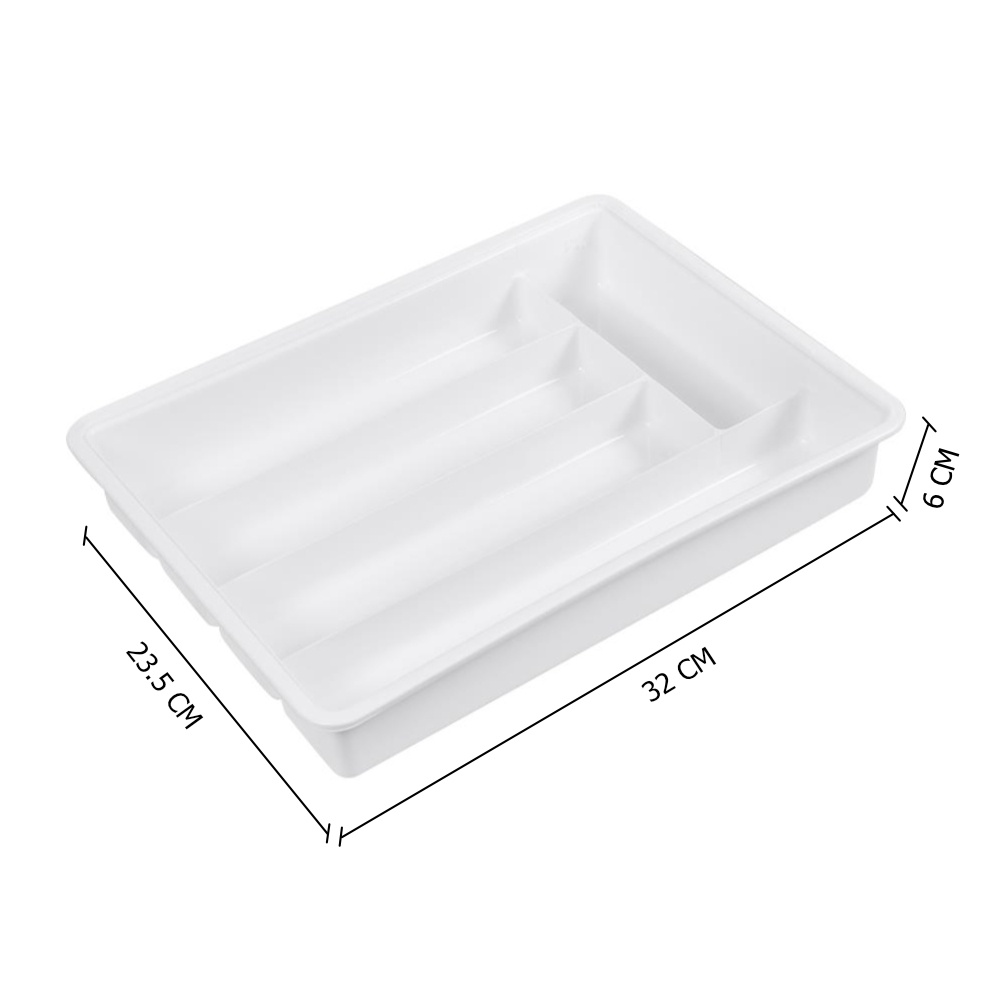 HomeBase J MICRO NWARE Khay đựng dao nĩa dụng cụ ăn 5 ngăn bằng nhựa 5504 Thái Lan W23.5xD32xH6 Cm màu trắng