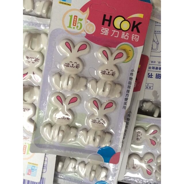 Vỉ 4 móc dính tường con thỏ