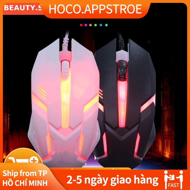 Chuột Gaming White Siêu Bền-Chuột Chơi Game Có Dây 1200 Dpi Kèm Đèn Led Nền