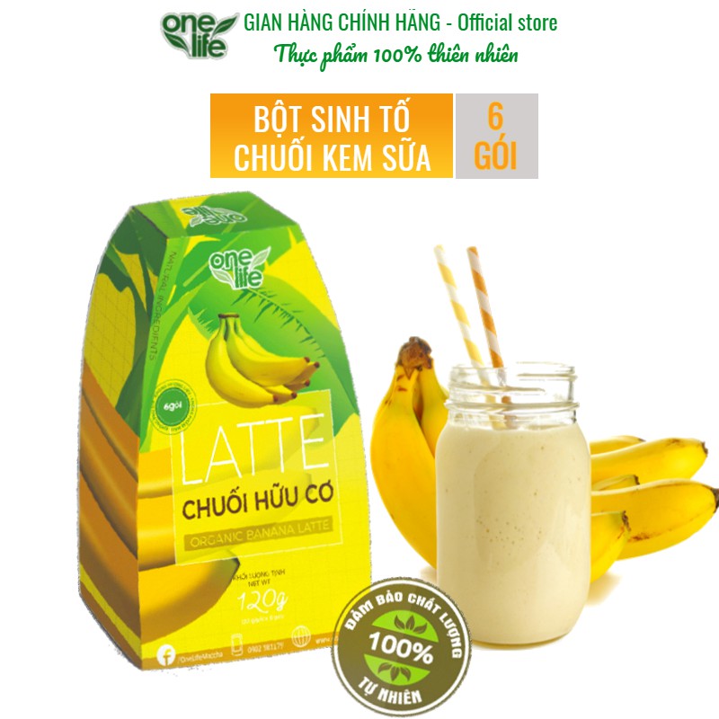 Hộp 6 gói Bột Kem Sữa Chuối Latte ONELIFE hòa tan uống liền, thơm ngon, béo bùi