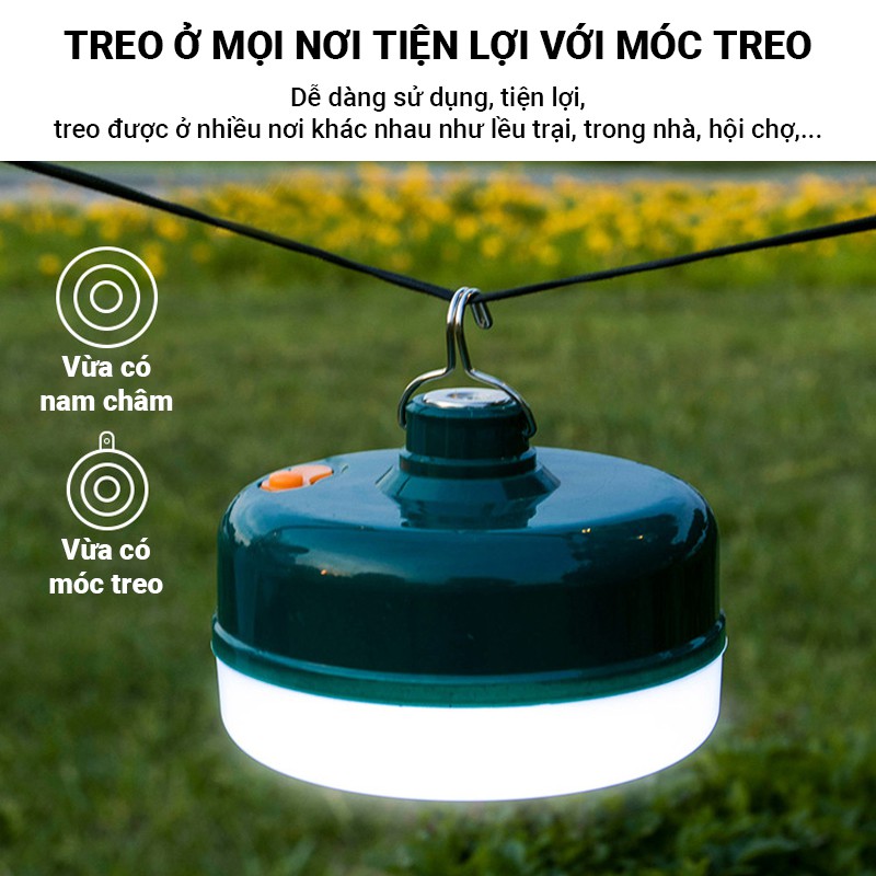 Đèn LED siêu sáng sạc tích điện C12 công suất 12W/24W/36W có móc treo, đầu hút nam châm, chống nước, chất liệu nhựa PP