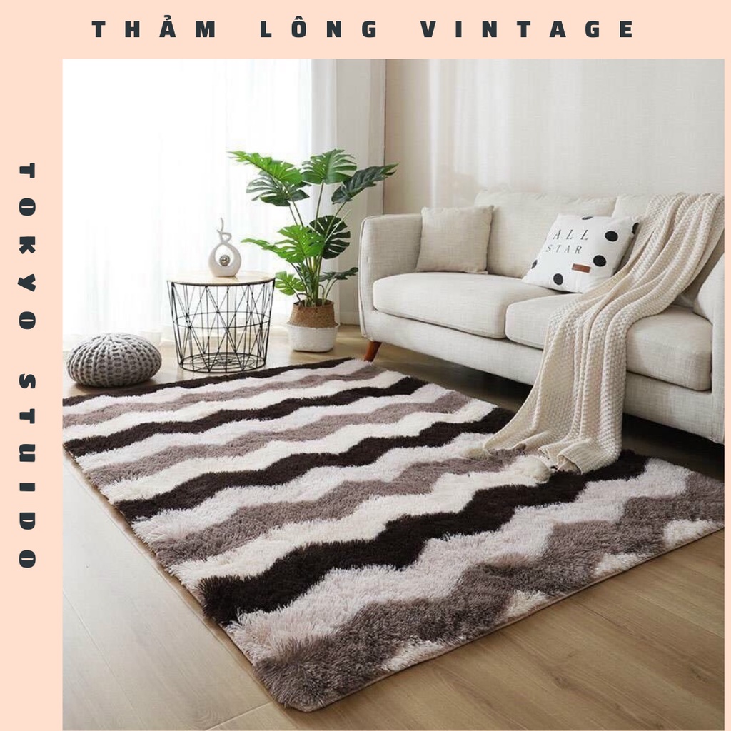 Thảm Lông Loang Trải Sàn Lông dày đẹp ( Kích Thước 1m6 x 2m - Mặt Sau Chồng trơn trượt)