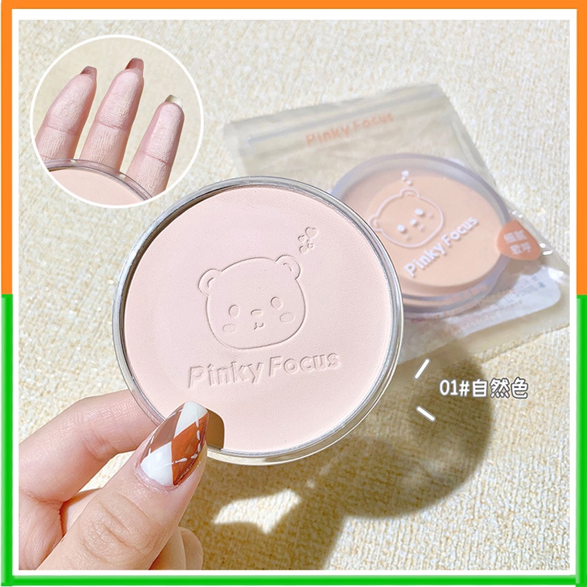 Phấn Phủ Dạng Nén Kiềm Dầu PINKY FOCUS Cố Định Nền Không Trôi Phấn Nâng Tone Da Kiềm Dầu