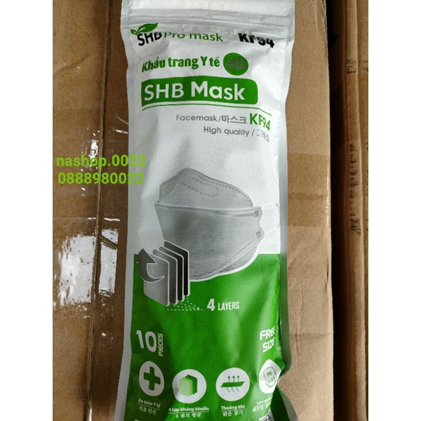 [Mã LIFE1404ALL50K giảm 10% đơn 200K] Khẩu trang KF 94 - SHB Pro Mask 1 gói/10 chiếc