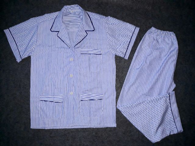 Bộ pijama nam trung niên quần dài áo cộc tay và quần áo dài