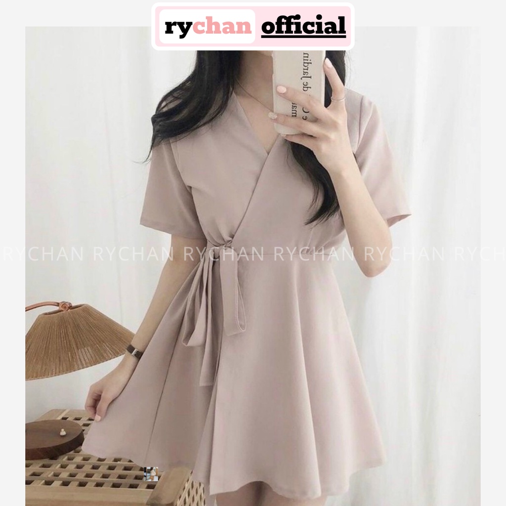 Đầm Xòe Cổ V Đắp Chéo Tà 3 Màu Nữ Tính  - DX0116