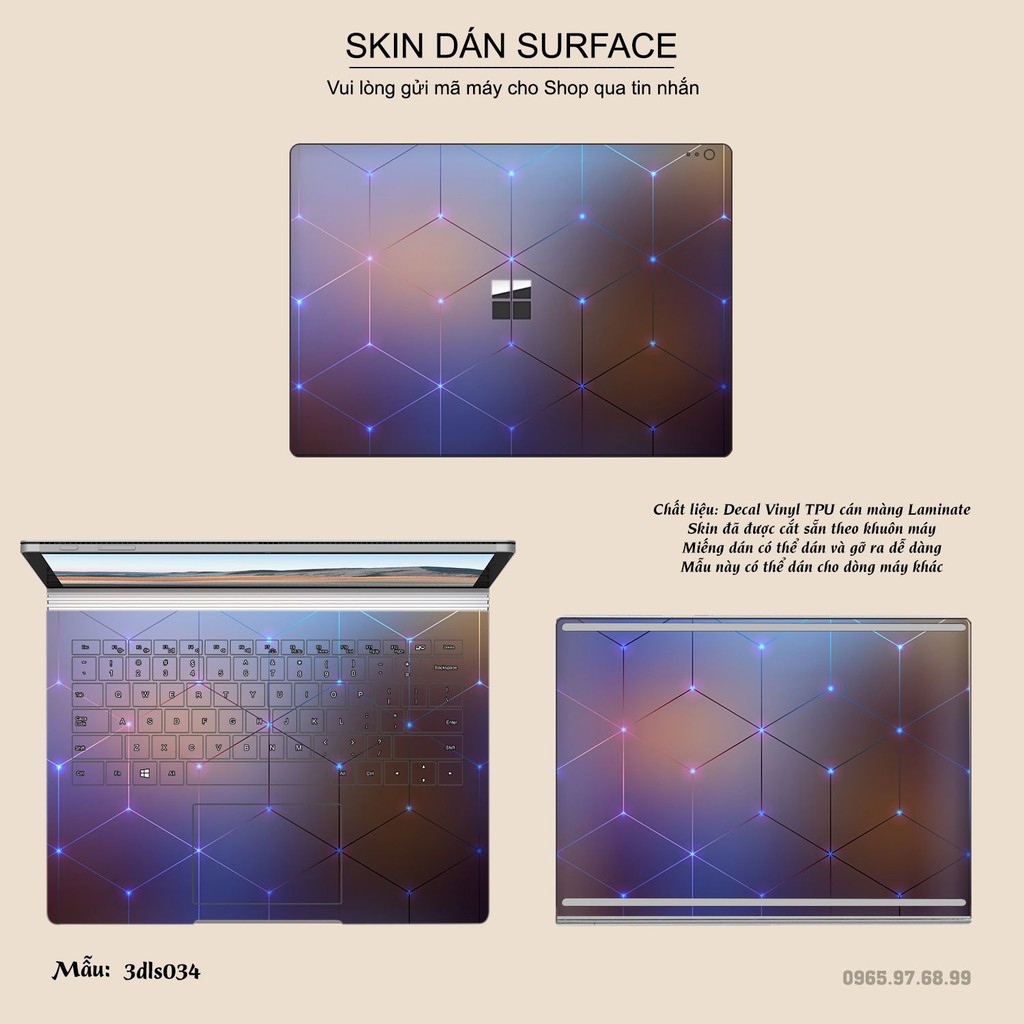 Miếng dán Skin bảo vệ mặt lưng Surface Pro 2/ Pro 3/ Pro 4/ Pro 5/ Pro 6/Pro 7/Pro X / Surface Go /Book in hình sưu tầm