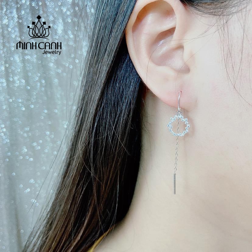 Hoa Tai Mặt Tròn Đính Đá Dáng Dài - Minh Canh Jewelry