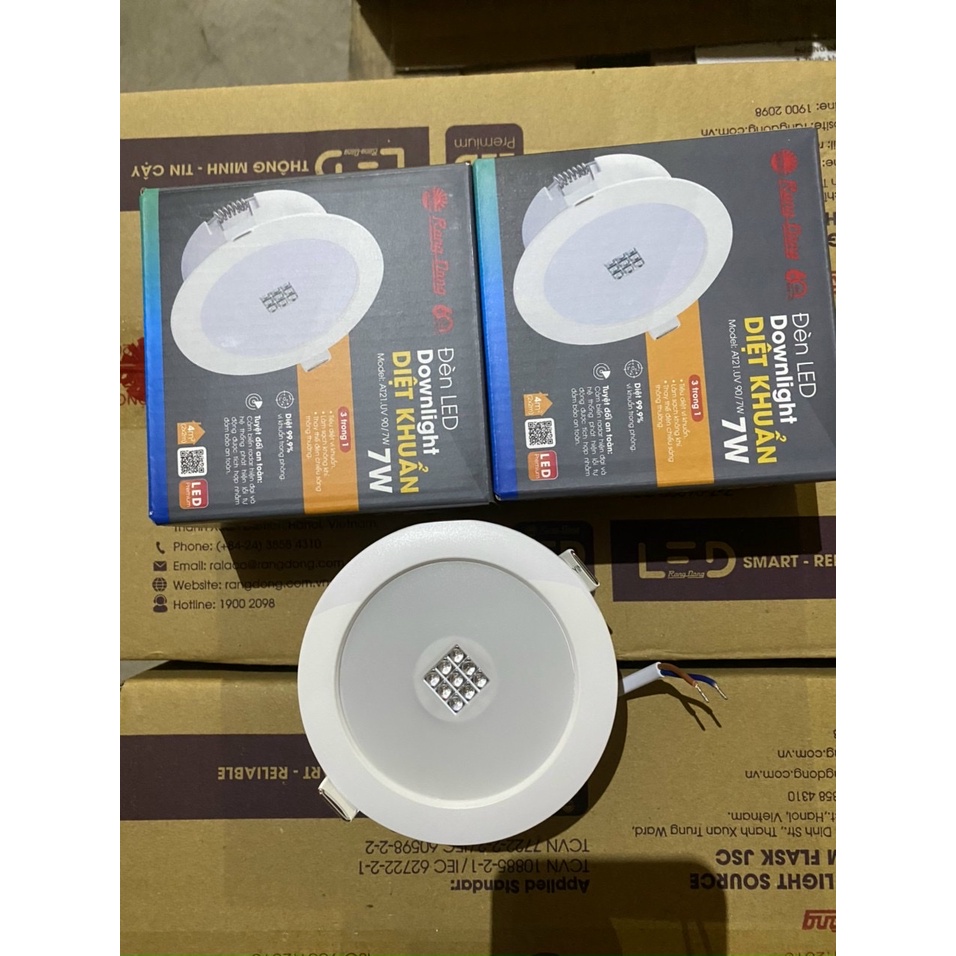 Đèn LED Downlight diệt khuẩn UV 7w Rạng Đông lắp âm trần tích hợp cảm biến Radar