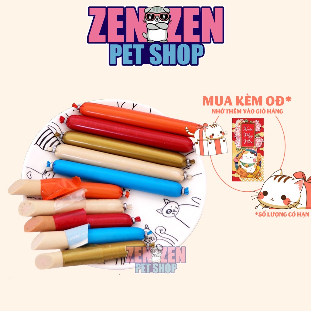 Xúc xích cho chó mèo - thanh 15g - 5 Vị Bò, Gà, Vịt, Hải Sản, Phô mai