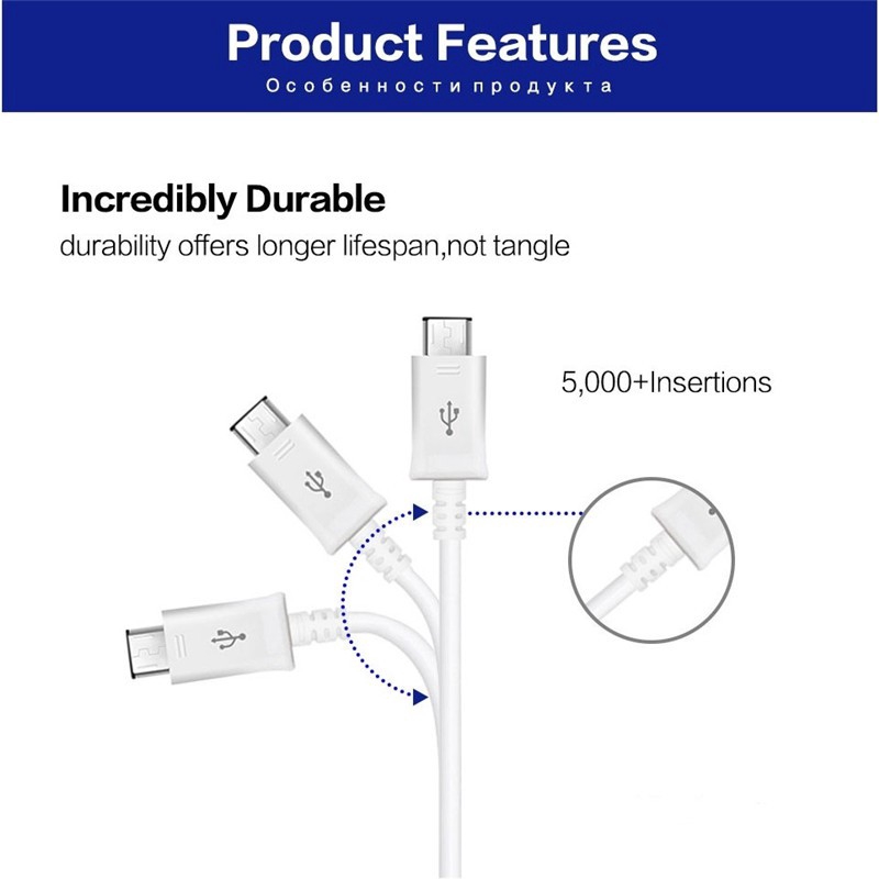 Dây Cáp Sạc Nhanh Micro USB 2A 1M Cho Samsung S6 S7 Edge