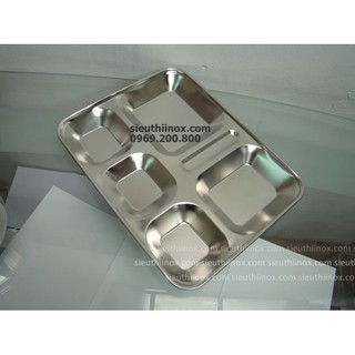 Khay cơm inox 6 ngăn kèm nắp nhựa