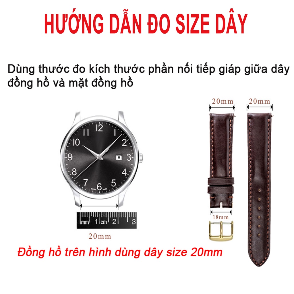 Dây đồng hồ nam da cá sấu đốt tre khâu tay thủ công D103-Bụi Leather size 18mm, 20mm, 22mm, 24mm