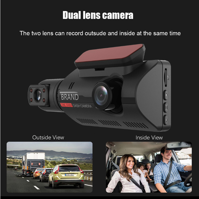 Camera ống kính kép DVR WDR Full HD 1080P màn hình 3.0 inch cảm biến G tầm nhìn ban đêm rõ ràng cho xe ô tô