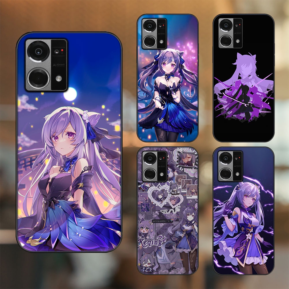 Ốp lưng Oppo Reno 7 4G viền đen in hình Keqing Genshin Impact