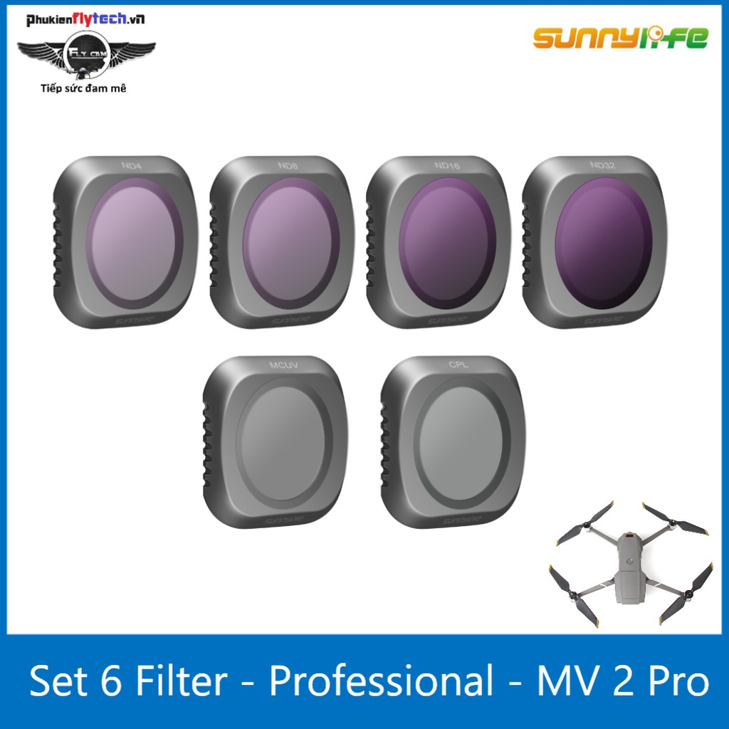 Combo 6 filter mavic 2 pro - phụ kiện DJI Mavic 2 Pro - chính hãng sunnylife - bao gồm ND4/8/16/32 + CPL + MCUV.