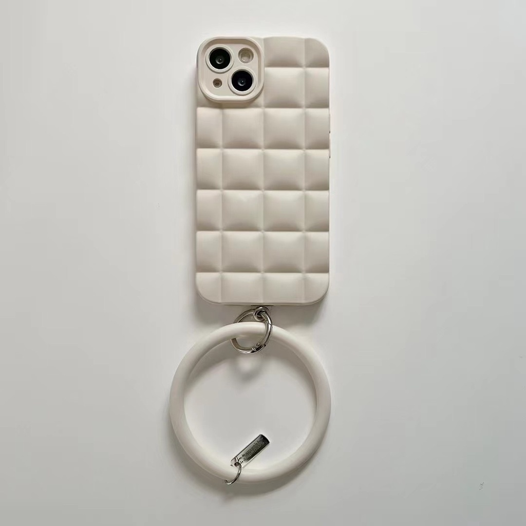 Thời Trang Ốp Điện Thoại Tpu Mềm Hình Vuông Họa Tiết Kẻ Ô 3D Có Vòng Đeo Tay Cho Iphone 13 12 pro max 11 pro max xs max xr X
