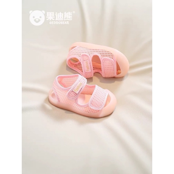 Sandal tập đi cho bé gái, bé trai có chống vấp- dép quai hậu có vải lưới êm chân thấm mồ hôi có quai tùy chỉnh (2 mẫu)