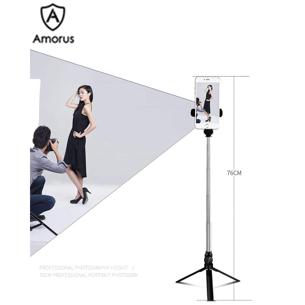 Gậy chụp ảnh Selfie Amorus TX-10 hỗ trợ kết nối Bluetooth kèm remote điều khiển | BigBuy360 - bigbuy360.vn