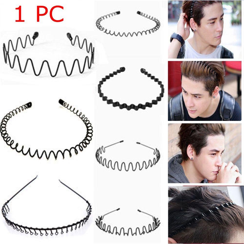 1 Băng Đô Cài Tóc Lượn Sóng Màu Đen Thời Trang Unisex