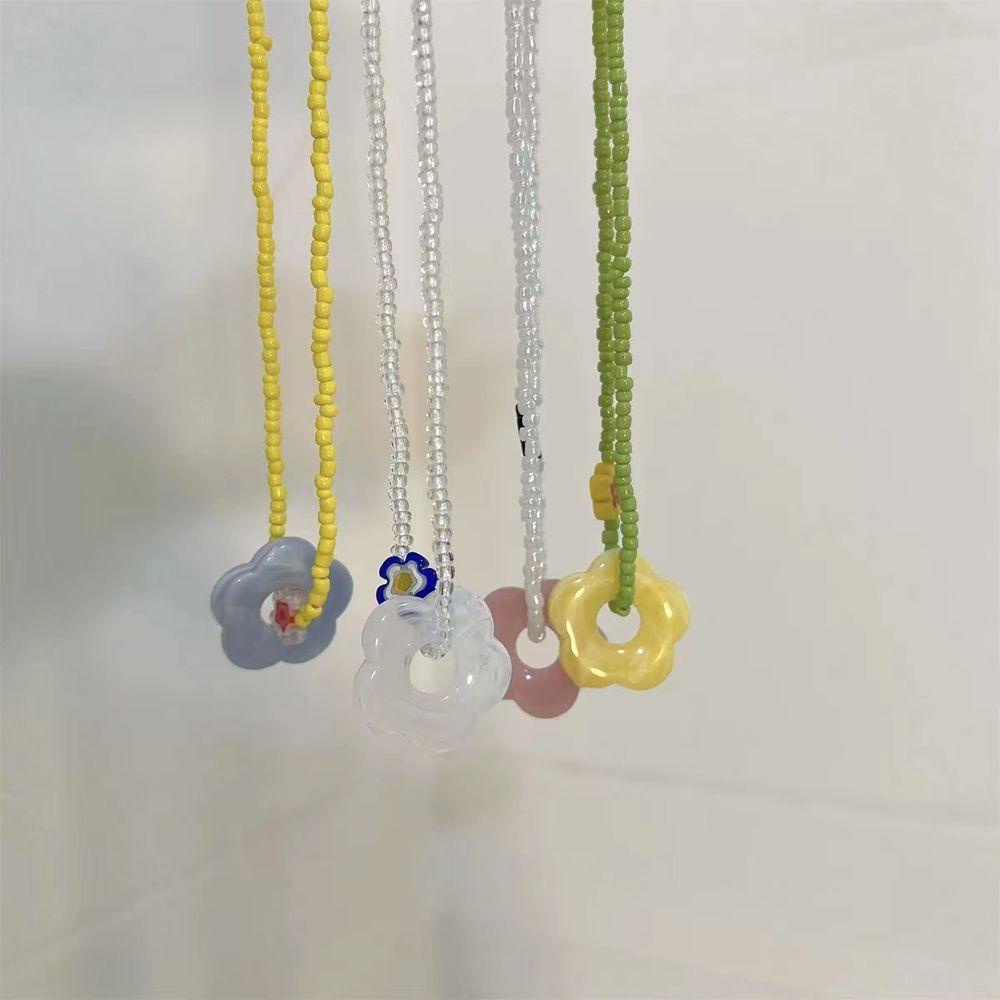 Vòng cổ Hạt Gạo Y2K Resin Nhiều Màu Độc Đáo Phong Cách Retro Hàn Quốc
