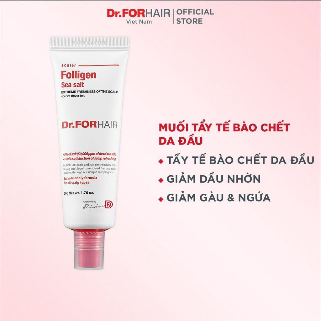 Muối tẩy tế bào chết làm sạch sâu da đầu dầu nhờn nấm ngứa hỗ trợ mọc tóc Dr.FORHAIR Sea Salt Scaler 50g