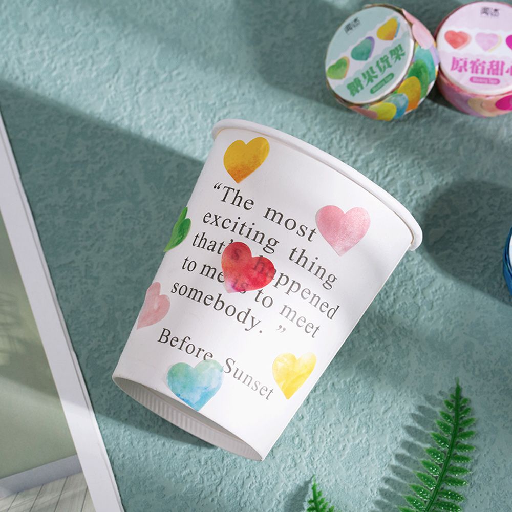 Cuộn 100 Miếng Dán Hình Trái Tim Dễ Thương Dùng Trang Trí Sổ Tay Diy